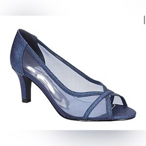 Easy Street Blue Peep-Toe Slingback Heels